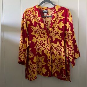 *SOLD* MANUHEALI’I cardigan kimono style blouse 
kukui quilt print ~ size XL